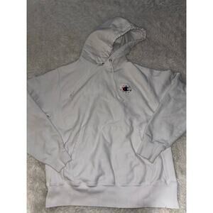 Champion Classic Sz. M “ Reverse Weave” Vintage White Hoodie. Flower Front Logo